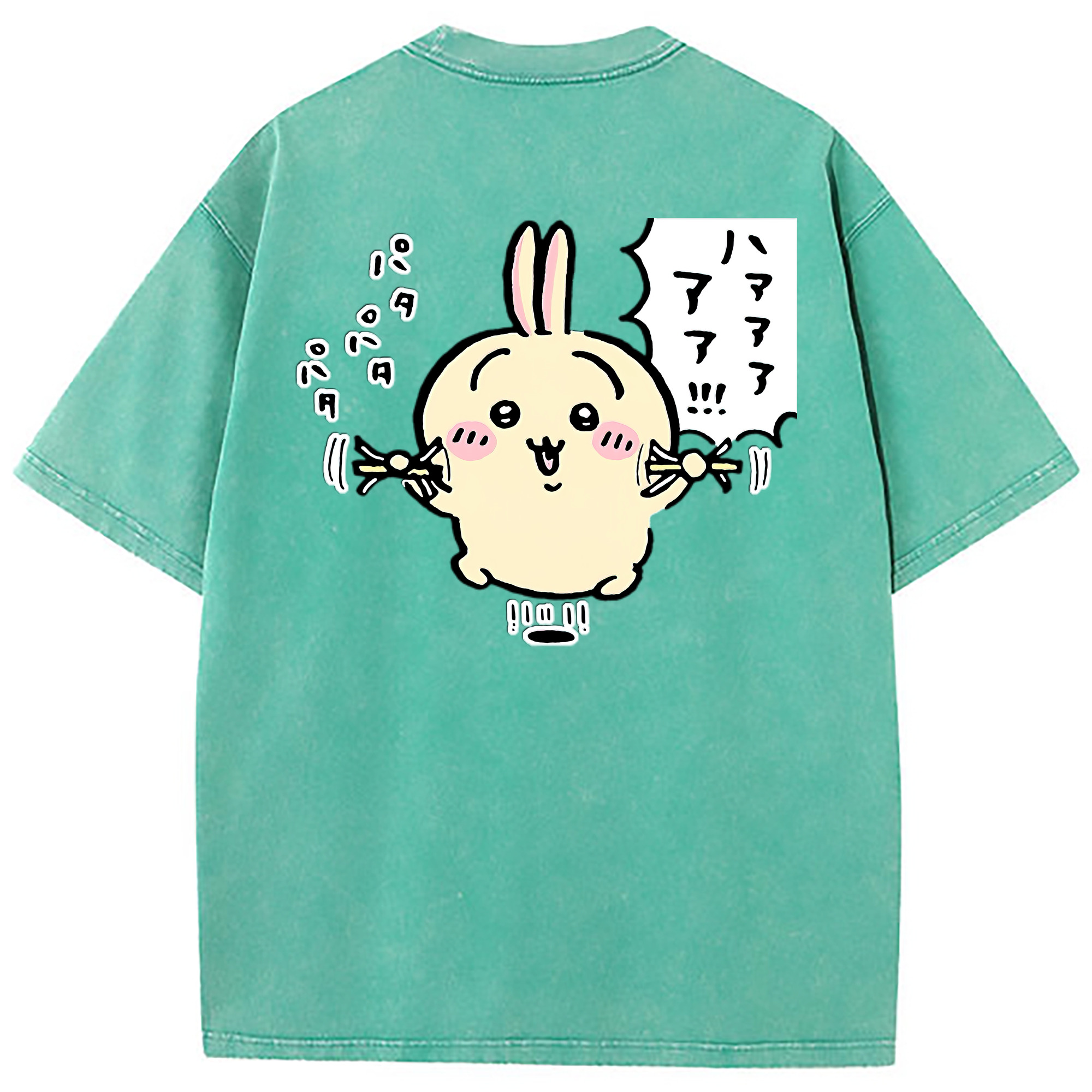 （画像用） ちいかわ うさぎ Chii-kawa usagi 綿100% ヴィンテージ風 半袖Tシャツ（背面プリント）